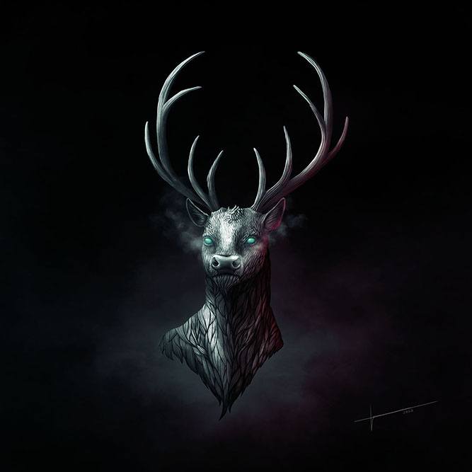 Digital painting of an elk